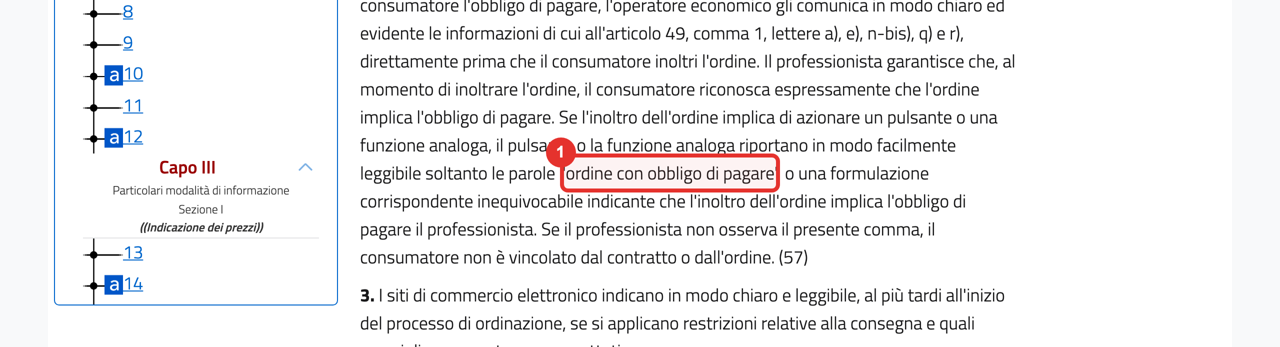 Art. 51, comma 2: il pulsante d'ordine deve riportare «ordine con obbligo di pagare» o una formula equivalente